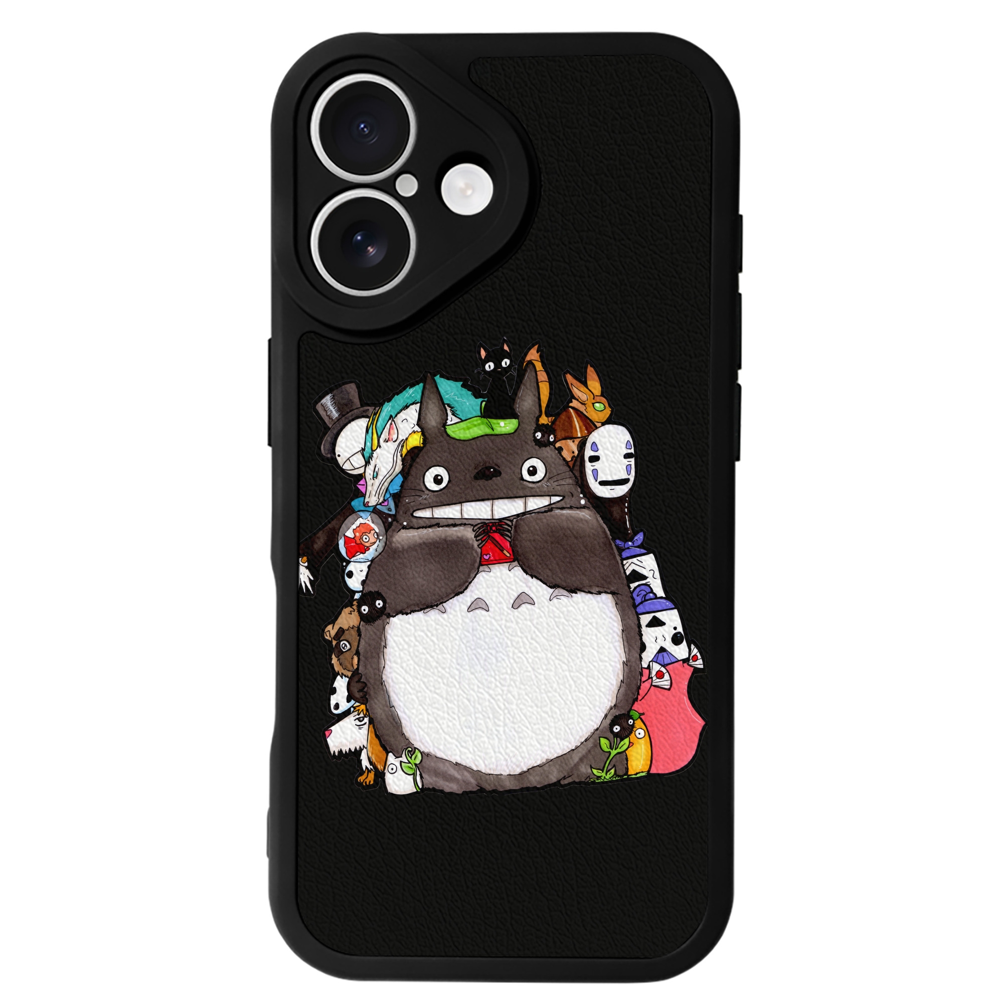 （画像用） となりのトトロ 草壁メイ 草壁サツキ My Neighbor Totoro Satsuki Kusakabe Mei Kusakabe 【iPhone 16シリーズ対応】シリコンスマホケース（レザー調） 材質：シリコン